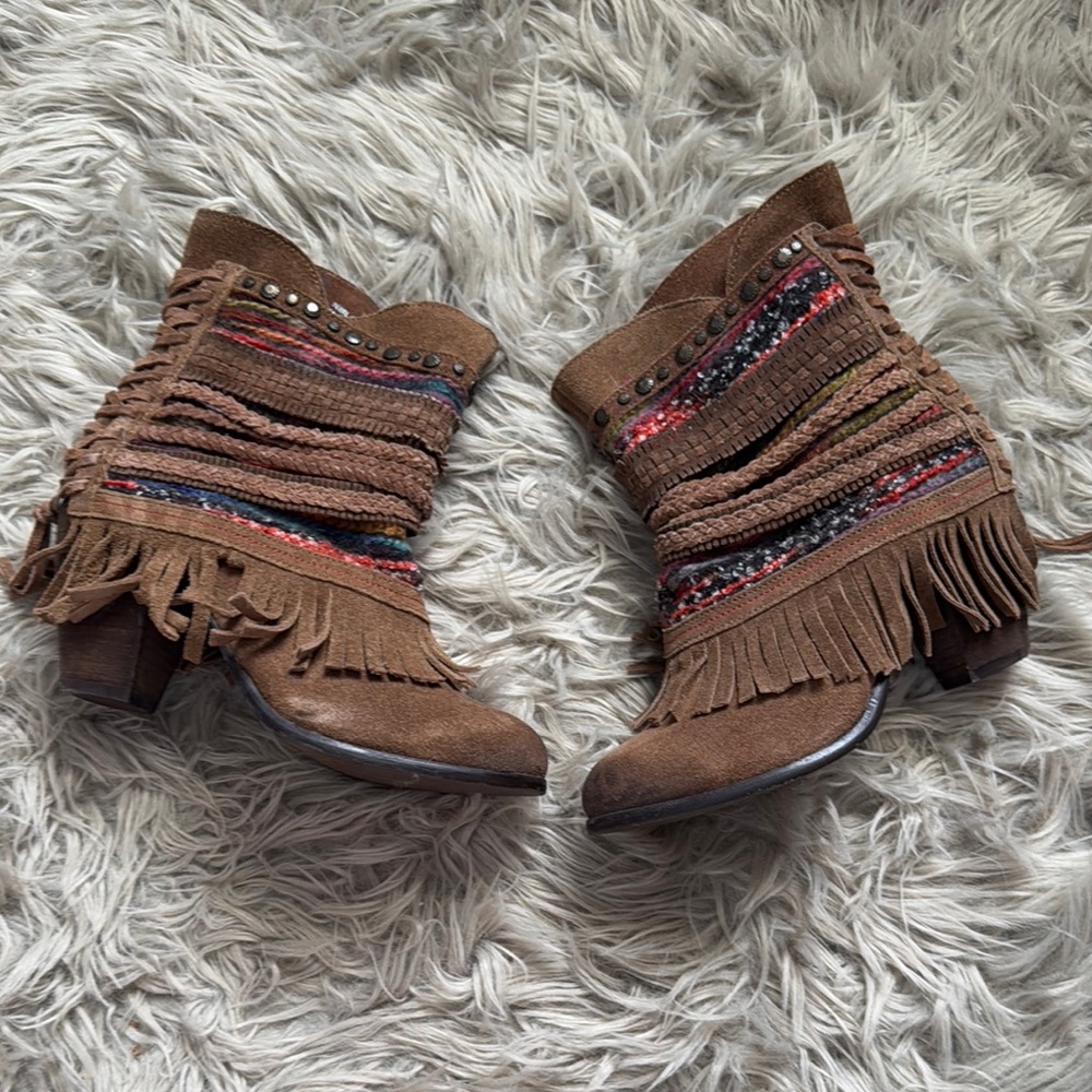 Naughty Monkey Brown Fringe Ankle Booties